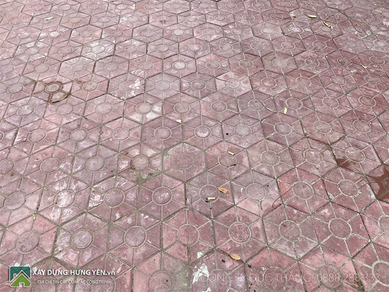 Gạch lục giác bóng tại công trình nghĩa trang liệt sỹ xã Vĩnh Khúc - Văn Giang - Hưng Yên