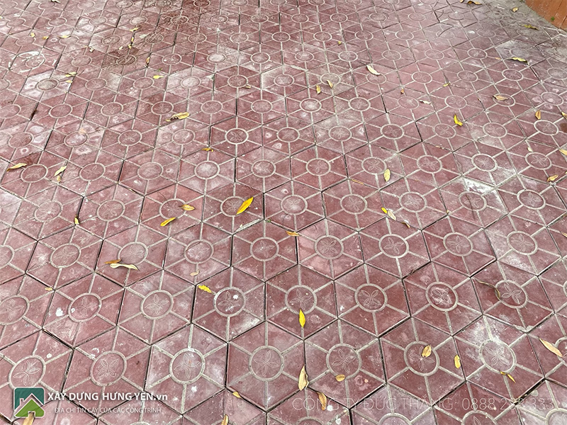 Gạch lục giác bóng tại công trình nghĩa trang liệt sỹ xã Vĩnh Khúc - Văn Giang - Hưng Yên