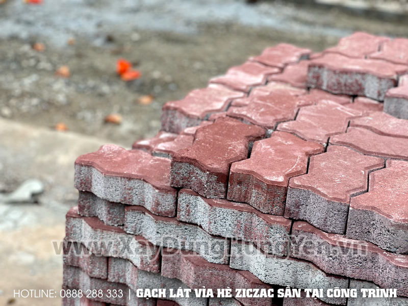 Gạch tự chèn Ziczac sần tại công trình đường  xã Liên Phương - Hưng Yên