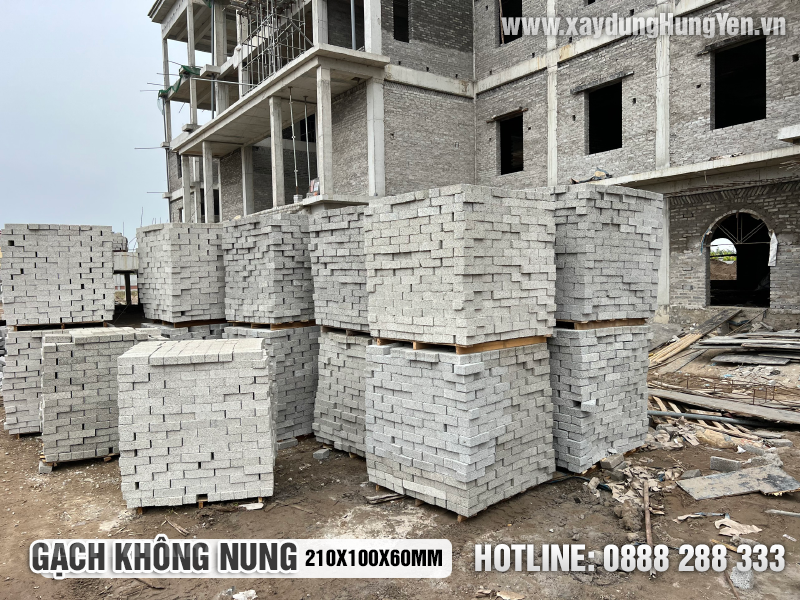 Gach xây không nung 210x100x60mm cho công trình tòa án tỉnh Hưng Yên