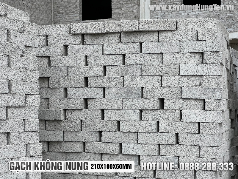 Gach xây không nung 210x100x60mm cho công trình tòa án tỉnh Hưng Yên